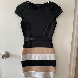 Black sheer waisted dress.